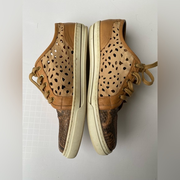 Franco Cuadra Brown casual Women's Python Snakeskin Leather Sneakers US 7-71/2 - Picture 6 of 15